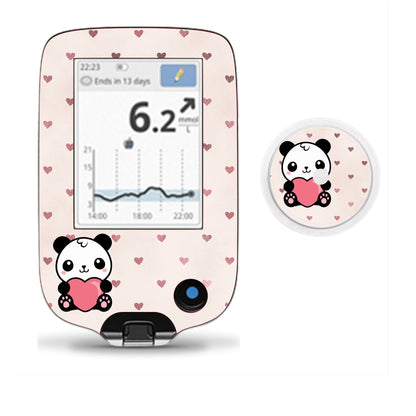 Cute Heart Panda | Diabetes Stickers | Dexcom G6 Omnipod Freestyle Libre Tslim Medtronic Enlite Minimed Pump Contour Vinyl Decal Cover