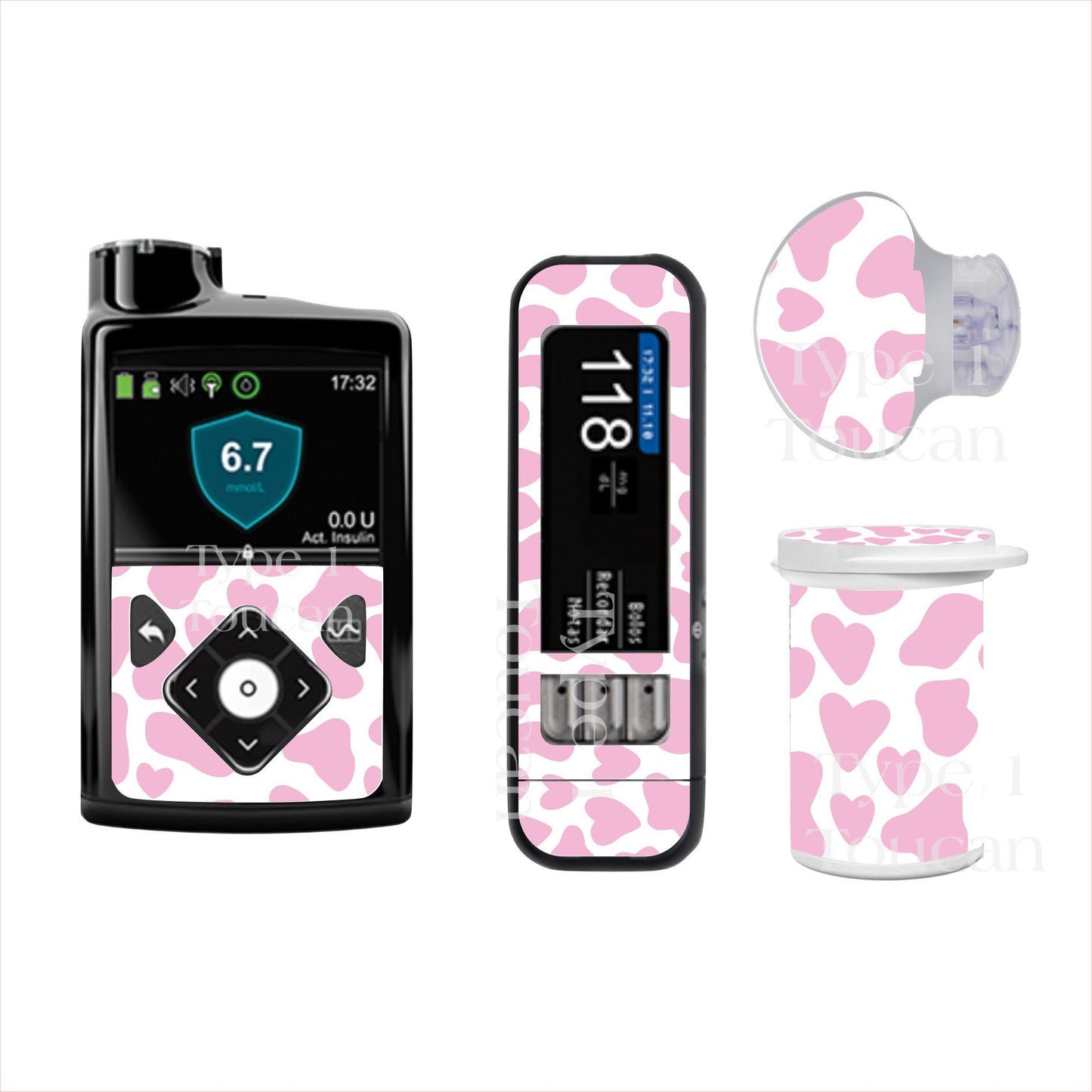 Pink Cow Print | Diabetes Stickers | Dexcom G6 Omnipod Freestyle Libre Tslim Medtronic Enlite Minimed Pump Contour Vinyl Decal Cover