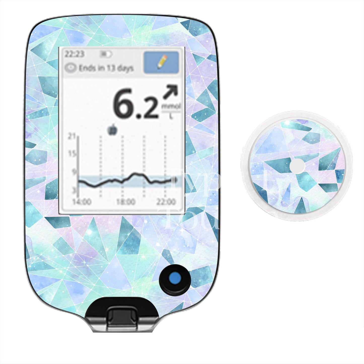 Crystal Effect | Blue Diabetes Stickers | Dexcom G6 Omnipod Freestyle Libre Tslim Medtronic Enlite Minimed Pump Contour Vinyl Decal Cover