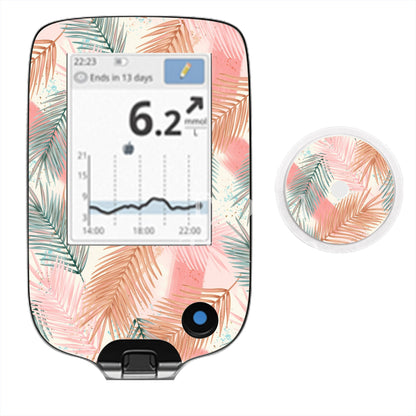 Summer Sands Boho Leaves | Tropical Diabetes Stickers | Dexcom G6 Omnipod Freestyle Libre Tslim Medtronic Enlite Minimed Pump Contour Decal