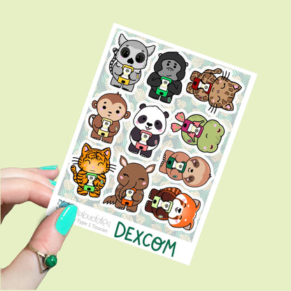 Mini Rainforest Diabuddy Sticker Sheet | Diabetes Awareness Stickers | Omnipod Dash Stickers, Dexcom G6 Stickers, Freestyle Libre Stickers