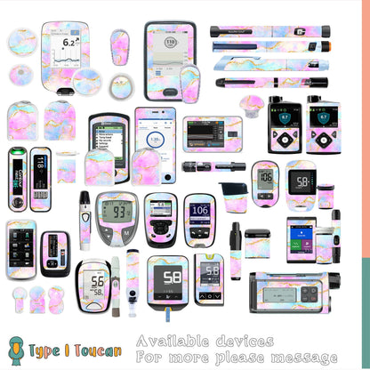 Pastel Ocean Agate Marble | Diabetes Stickers | Dexcom G6 Omnipod Freestyle Libre Tslim Medtronic Enlite Minimed Pump Contour Vinyl Decal