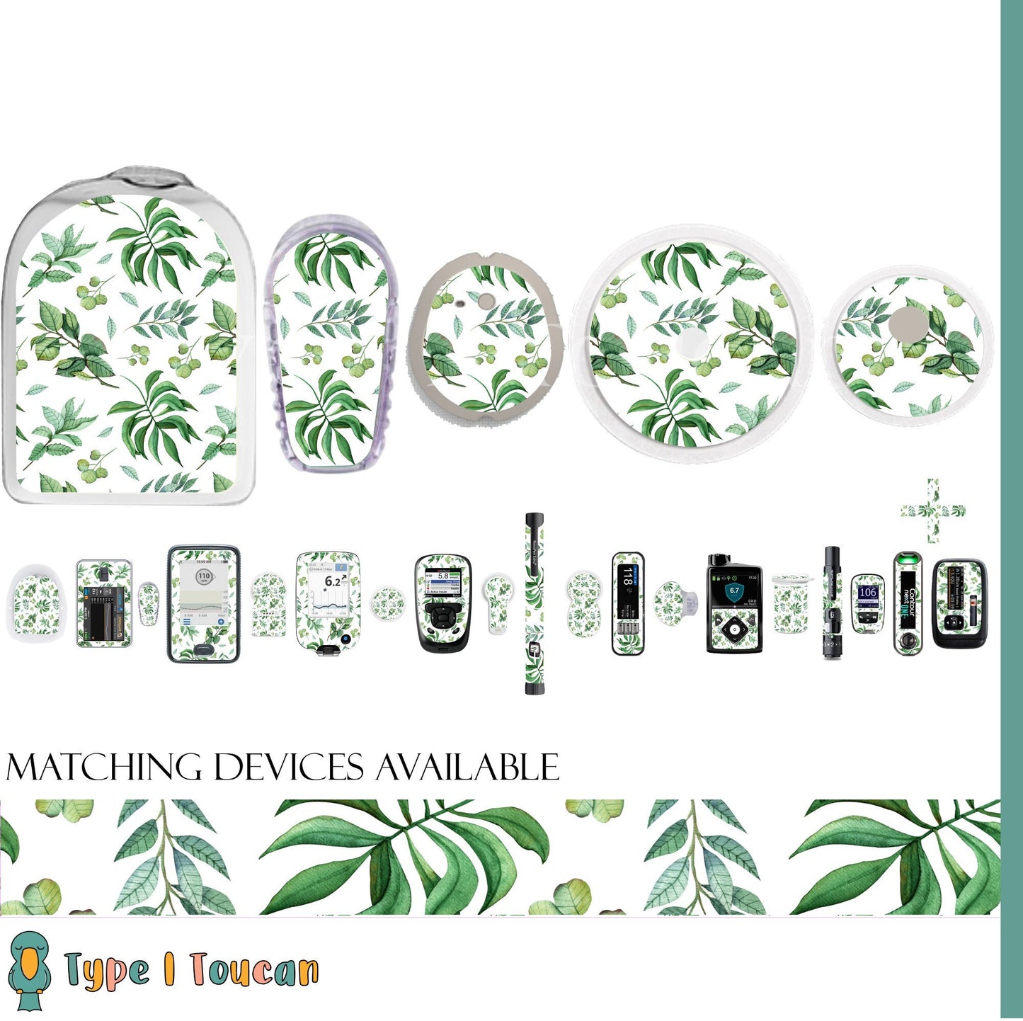 Tropical Gardens | Diabetes Stickers | Dexcom G6 Omnipod Freestyle Libre Tslim Medtronic Enlite Minimed Pump Contour Vinyl Decal Cover