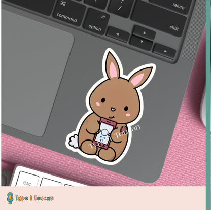 Easter Bunny | Personalised Diabuddy Sticker, Diabuddies Sticker holding choice of Novopens, Medtronic, Tslim, Omnipod, Ypsomed, Dana