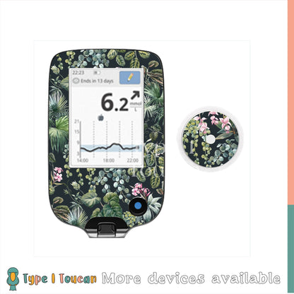 Botanical Gardens at Night | Diabetes Stickers | Floral T1D T2D Dexcom G6 Stickers Omnipod Freestyle Libre Tslim Minimed Medtronic Pump