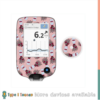 Poppy Floral Insulin Print | Diabetes Stickers | Floral T1D T2D Dexcom G6 Stickers Omnipod Freestyle Libre Tslim Minimed Medtronic Pump