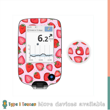 Cute Strawberry | Diabetes Stickers | Dexcom G6 Omnipod Freestyle Libre Tslim Medtronic Enlite Minimed Pump Contour Vinyl Decal Cover