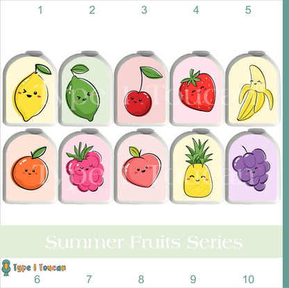 Summer Fruits Holiday Omnipod Sticker, Omnipod 5 Sticker, Omnipod Dash Stickers, Type 1 Diabetes Sticker, Strawberries Lemon Banana Peach