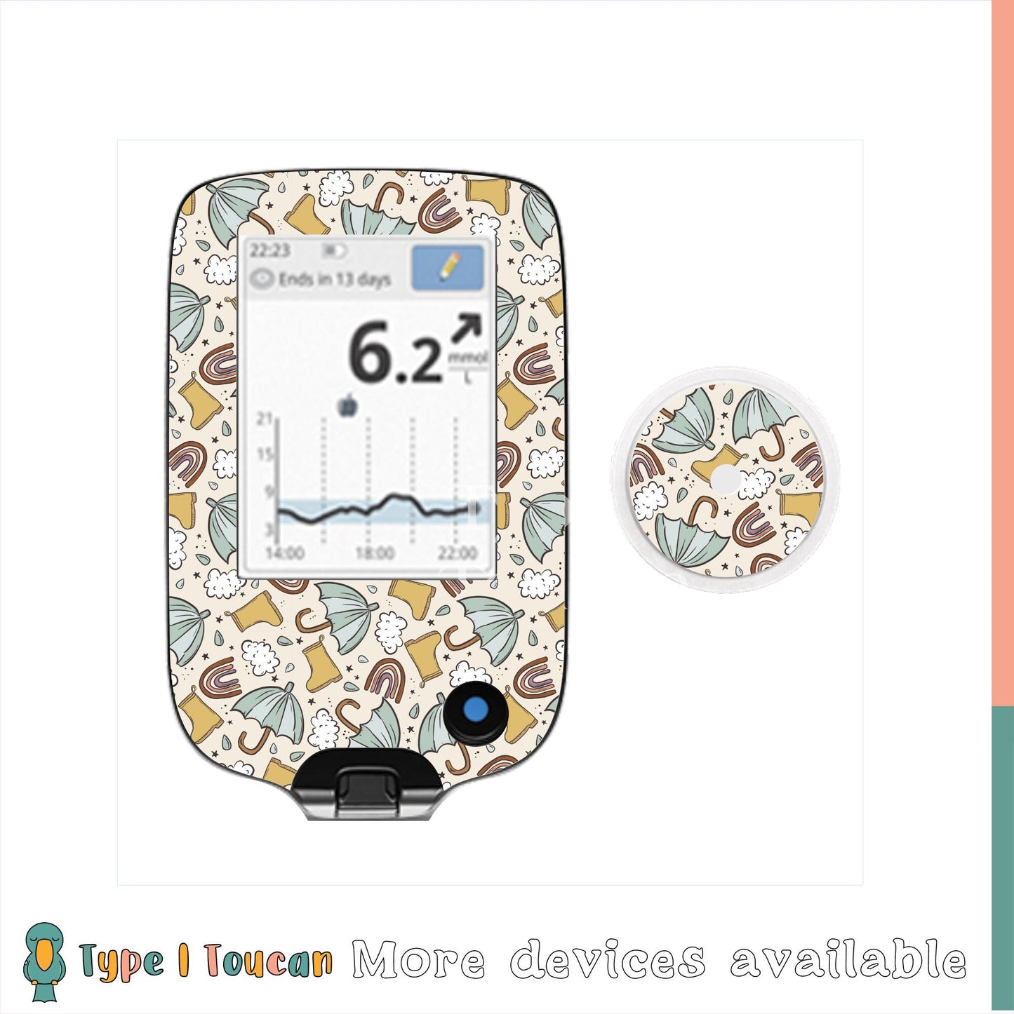 Rainy Day Bliss | Diabetes Stickers | Dexcom G6 Omnipod Freestyle Libre Tslim Medtronic Enlite Minimed Pump Contour Decal