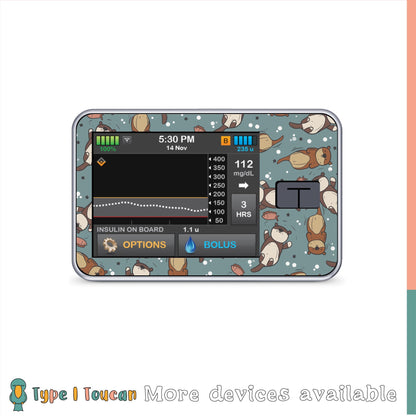 Lazy Otters | Blue Diabetes Stickers | Dexcom G6 Omnipod Freestyle Libre Tslim Medtronic Enlite Minimed Pump Contour Decal Novopens Ypsomed