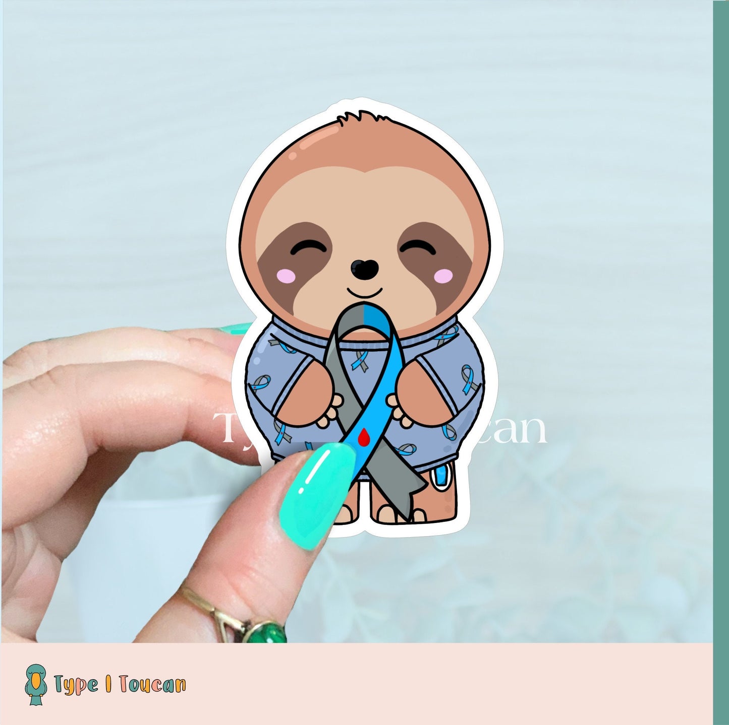 Steve the Sloth | Blue Diaebetes Diabuddy Sticker, Diabuddies Sticker Diabetes Awareness