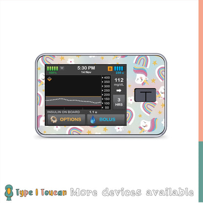 Pastel Unicorn | Diabetes Stickers | Rainbow on Black Night Dexcom G6 Stickers Omnipod Freestyle Libre Tslim Minimed Medtronic Pump