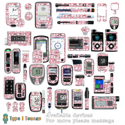 Valentines Pig | Diabetes Stickers | Dexcom G6 Omnipod Freestyle Libre Tslim Medtronic Enlite Minimed Pump Contour Decal Novopens Ypsomed