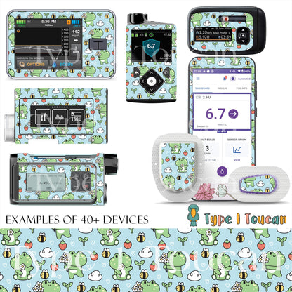 Frog in the Spring | Diabetes Stickers | Dexcom G6 Omnipod Freestyle Libre Tslim Medtronic Guardian Pump Contour Novopens Ypsomed Dana