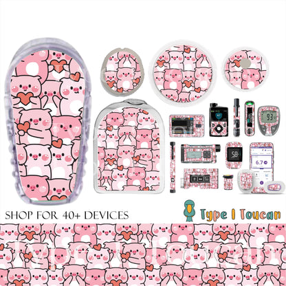 Valentines Pig | Diabetes Stickers | Dexcom G6 Omnipod Freestyle Libre Tslim Medtronic Enlite Minimed Pump Contour Decal Novopens Ypsomed