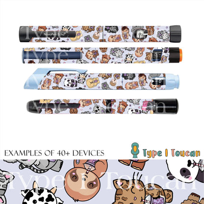 Bubble Tea Animals Diabuddy | Diabetes Stickers | Dexcom G6 Omnipod Freestyle Libre Tslim Medtronic Enlite Minimed Pump Contour Decal
